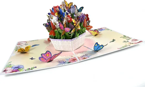 Miniatura 7 de Teabug Cards Cesta de coloridas mariposas emergentes, tarjeta de cumpleaños, tarjeta del día de la madre, tarjeta de recuperación, tarjeta