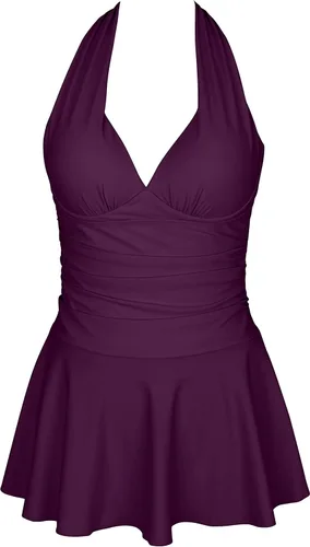 Miniatura 4 de Traje de baño tankini halter de dos piezas para mujer, con control de abdomen, cuello en V, con pantalones cortos