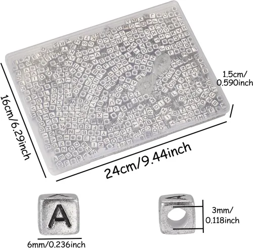 Miniatura 2 de 1000 piezas de cuentas de letras acrílicas redondas o cuadradas, número 4x7mm, cuentas de alfabeto A-Z, cuentas para pulseras de la amistad, kit
