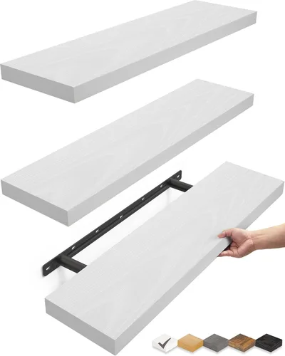 Miniatura 20 de BAYKA Estantes flotantes para pared, estantes de madera rústica montados en la pared para baño, dormitorio, sala de estar, cocina, estante colgante