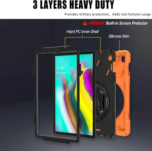 Miniatura 2 de IVY Funda con función atril de 360 grados compatible con Samsung Galaxy Tab A 9.7 2015 (SM-T550) con correa para la muñeca y correa para el hombro
