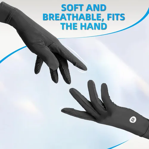 Miniatura 6 de ROCKBROS Guantes de protección UV suaves y delgados para mujer, guantes de protección solar antideslizantes de seda de hielo con dedos extraíbles