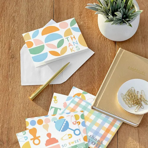 Miniatura 2 de Hallmark Surtido de tarjetas de agradecimiento para bebé, pastel retro (48 tarjetas con sobres)