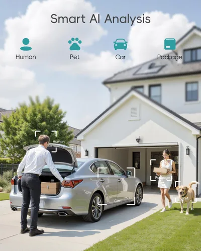 Miniatura 7 de ZUMIMALL Cámara de Seguridad Inalámbrica para Exteriores 3MP HD Negra, WiFi 2.4G/5G, Grabación 24/7 con Alimentación por Cable Seguimiento