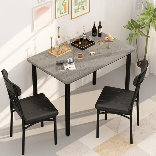 Miniatura 5 de AWQM Juego de Mesa de Comedor de 3 Piezas para 2, Pequeña Mesa de Cocina Industrial y 2 Sillas, Juego de Mesa de Desayuno de Cocina, Juego de Mesa