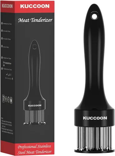 Herramienta ablandadora de carne, acero inoxidable con agujas ultra afiladas, 24 cuchillas, herramienta ablandadora para ablandar carne de res, Negro