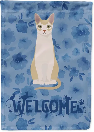 Miniatura 90 de Caroline's Treasures CK5047CHF Ojos Azules - Bandera de bienvenida con diseño de gato para casa de porche, grande, para colgar en la pared