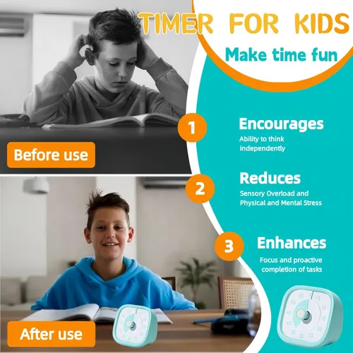 Miniatura 4 de Temporizador visual para niños, temporizador de tiempo, temporizador de 60 minutos para niños para aula, oficina en casa, temporizador de cuenta