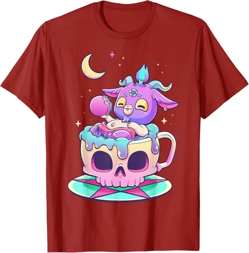 Miniatura 46 de Kawaii Pastel Goth Cute espeluznante Pentáculo Baphomet - Camiseta de cabra, Negro