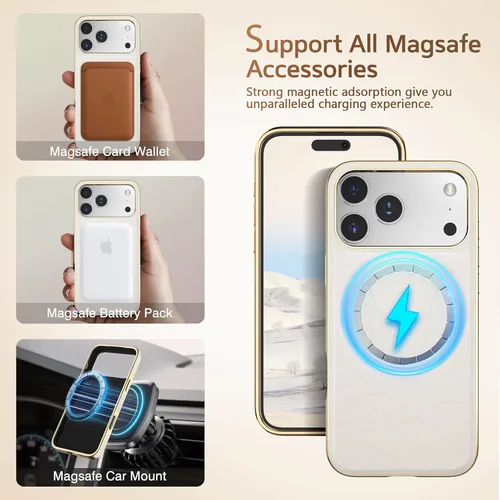 Miniatura 2 de LOHASIC Funda de cuero para iPhone 17 Pro, compatible con MagSafe Professional Business Style Funda protectora de piel sintética de primera calidad