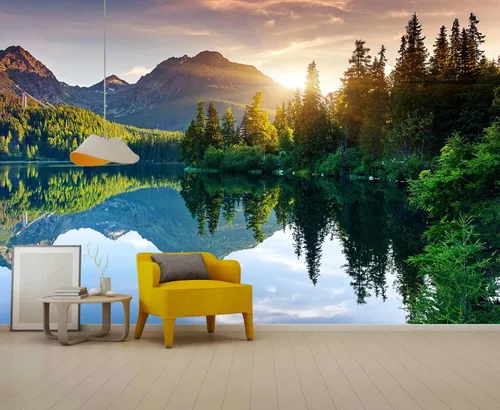 Miniatura 40 de Reyhui - Mural de pared con imagen de bosque y arroyo, papel tapiz grande con escena natural para dormitorio, sala de estar, fondo de TV, sofá