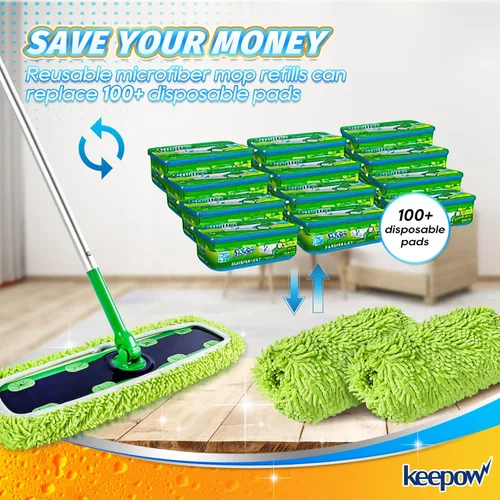 Miniatura 9 de KEEPOW Almohadillas XL reutilizables para trapeador compatibles con Swiffer XL Sweeper, paños de trapear secos extra grandes, paños de trapear