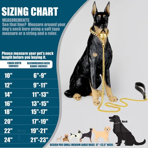 Miniatura 2 de Collar de cadena para perro, collar de perro de eslabones cubanos de oro de 0.551 in con hebilla a presión, collares de acero inoxidable chapado