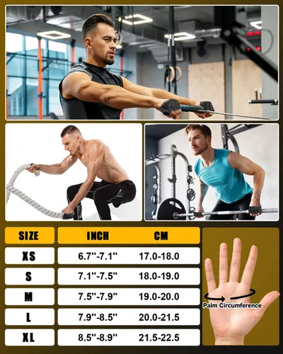 Miniatura 7 de RIGWARL Guantes de entrenamiento para levantamiento de pesas para hombres y mujeres, guantes de gimnasio transpirables sin dedos para pesas, remo