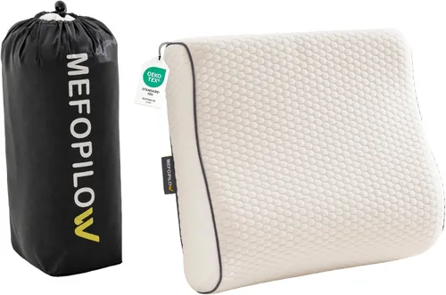 Miniatura 22 de Almohada de viaje de espuma viscoelástica con funda lavable y bolsa de transporte, almohada de cuello compacta, suave y transpirable para avión