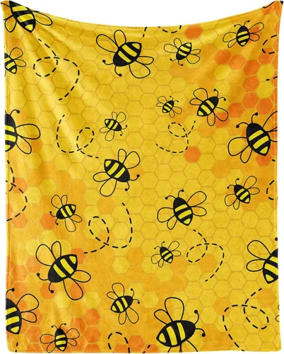 Miniatura 7 de Manta de abeja para niños, suave, mullida y acogedora, 30 x 40 pulgadas, manta de regazo para sofá, oficina, color negro, lindas mantas cálidas