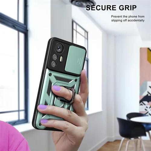 Miniatura 6 de Funda de teléfono para Xiaomi Redmi Note 12S con cubierta de cámara, protección resistente con cubierta de lente deslizante y anillo de dedo de 360°