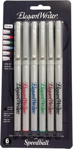 Speedball Elegant Writer conjunto de 6 marcadores de punta fina para caligrafía, colores surtidos
