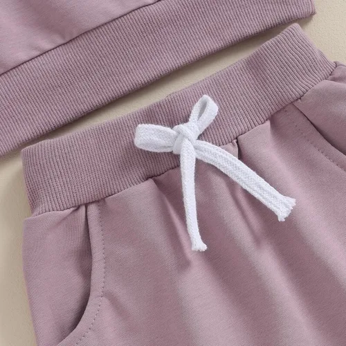 Miniatura 24 de Conjunto de 2 piezas de ropa de otoño para bebé y niña, sudadera de manga larga con cuello redondo y pantalones deportivos, conjunto de traje