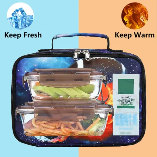 Miniatura 2 de LEDAOU Lonchera para Niños Bolsa de Almuerzo Aislada Niños Niñas Pequeños Lonchera Reutilizable para Escuela Picnic Senderismo Azul
