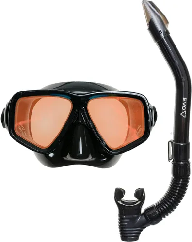 EVO Hi Definition Máscara y Snorkel Combo - Lente dual - Máscara de esnórquel para adultos - Máscara de buceo y juego de esnórquel para adultos -