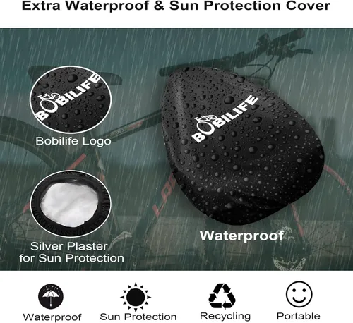 Miniatura 6 de Cojín de gel grueso y ancho para asiento de bicicleta con funda impermeable - Cómodo cojín de silicona de espuma viscoelástica para asiento