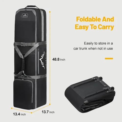 Miniatura 2 de Bolsa de viaje de golf GoHimal con ruedas, estuche de viaje de golf de tela Oxford resistente de 1200D para aerolíneas