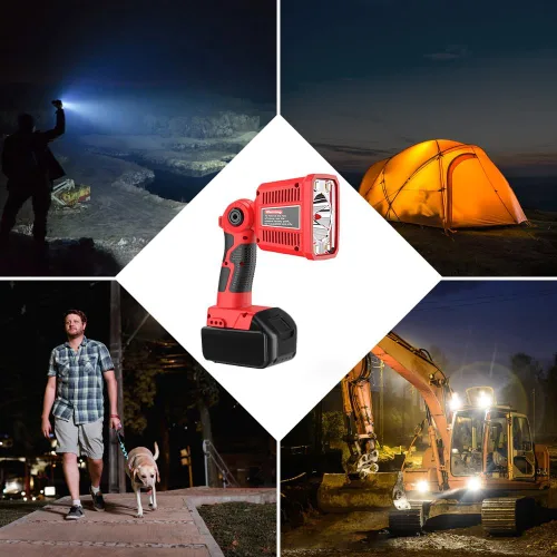 Miniatura 5 de DTEZTECH Linterna LED de 18 W para batería Milwaukee M18 de 18 V, foco de 1250LM y luz de trabajo con puerto USB, cabeza giratoria de 110° para uso