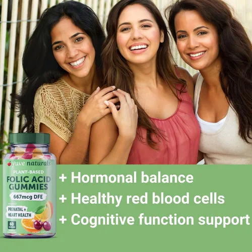 Miniatura 3 de Yuve Gomitas prenatales para mujeres – Ácido fólico 667 mcg DFE – Gomitas de vitaminas para el embarazo – Apoyo hormonal y ácido fólico – Vegano