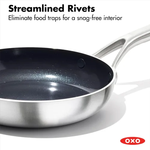 Miniatura 6 de OXO Mira - Juego de sartenes antiadherentes de acero inoxidable de tres capas, sin PFAS, de 8 y 10 pulgadas, para inducción, multirevestimiento