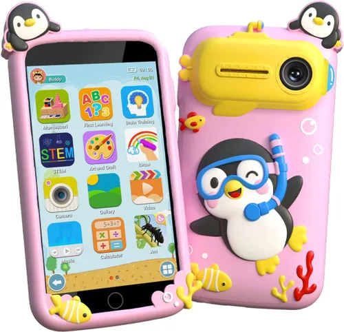 Miniatura 10 de Teléfono inteligente para niños, juguetes educativos para niños con más de 220 juegos, pantalla táctil de 3.97 pulgadas, cámara de 5 MP, control