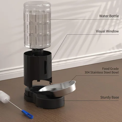 Miniatura 5 de JUNSPOW Dispensador de agua para gatos con cuenco de acero inoxidable, dispensador automático de agua por gravedad para gatos o perros pequeños