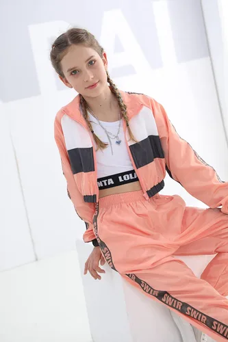 Miniatura 2 de Conjunto de ropa de baile para niñas, disfraz moderno de jazz de hip hop, conjunto de ropa de baile para niñas