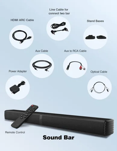 Miniatura 9 de Puxinat Barra de sonido separable 2 en 1 para Smart TV, altavoz de TV Bluetooth 5.0 de 2.2 canales de 32 pulgadas para sistema de sonido envolvente
