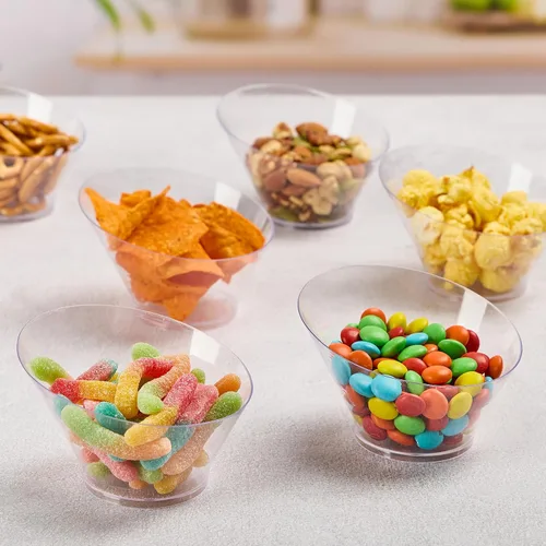 Miniatura 5 de Paquete de 20 cuencos de plástico en ángulo de 6 onzas, cuencos pequeños para dulces, cuencos desechables para postres, aperitivos, frutas, helados