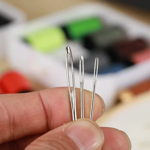 Miniatura 5 de Yklbpd 18 agujas de coser grandes para ojos, hilo hecho a mano, aguja de hilo de bordar de acero inoxidable afilada para cuero y tapiz