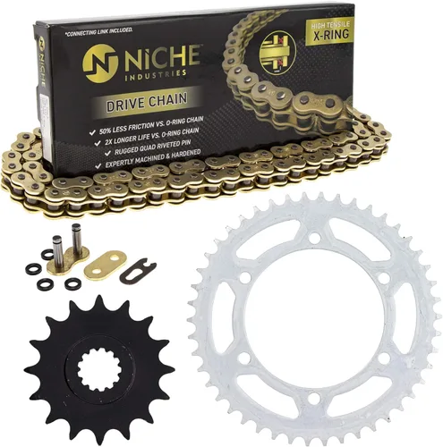 NICHE Combo de cadena de piñón de transmisión para Yamaha FZ6R Diversion XJ6 delantero 16 trasero 46 dientes 520V-X X-Ring 118 eslabones