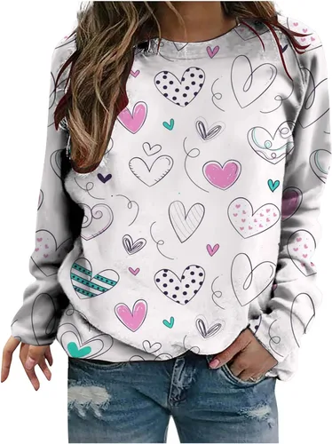Miniatura 50 de Sudadera de manga larga con estampado de leopardo y corazón para mujer, para el día de San Valentín, sin botones, para niñas, regalos