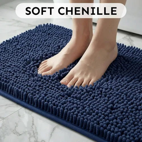 Miniatura 4 de Alfombras de baño Secura, 47 x 28 pulgadas, extra suaves y gruesas, alfombra de baño absorbente de agua, lavable a máquina, alfombras de baño Azul