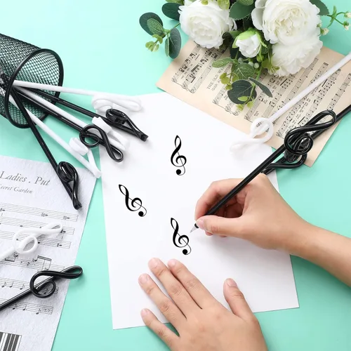 Miniatura 2 de Lincia 100 bolígrafos de notas musicales a granel, bolígrafos musicales a granel, recuerdos de fiesta temática musical, regalos novedosos para coro