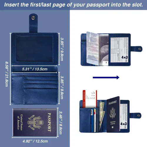 Miniatura 4 de EUEHIE Portatarjetas de pasaporte y vacuna, con combo de tarjeta de vacuna