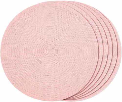 Miniatura 12 de FunWheat Juego de 4 manteles individuales redondos trenzados para mesas de comedor, manteles tejidos resistentes al calor, 15 pulgadas