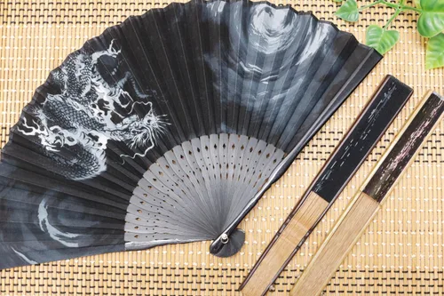 Miniatura 8 de Ventilador plegable de dragón negro