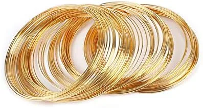 Golden Jewelry Wire - Alambre de acero con memoria de 100 bucles para hacer joyas, envolver piedras, collares y pulseras