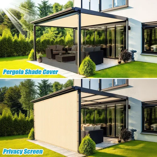 Miniatura 6 de Amagenix Tela de Sombra Solar 90% con Ojales, 6' x 10' Cubierta de Sombra de Repuesto para Pérgola, Toldo, Pantalla de Privacidad para Patio Trigo