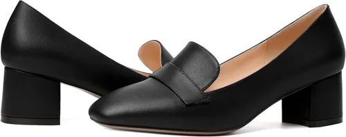 Miniatura 6 de MODENCOCO Mocasines de tacón bajo grueso para mujer, cómodos, informales, de 2 pulgadas