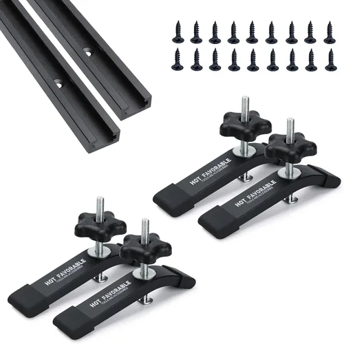 Miniatura 8 de Abrazaderas de sujeción en T de aluminio, 6-3/8 pulgadas de largo x 1-1/4 pulgadas de ancho, carpintería y abrazaderas, chorro de arena fina