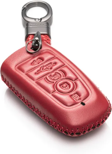 Miniatura 12 de Vitodeco Funda protectora de cuero para llavero inteligente compatible con Ford (modelos 2018 - 2026), 5 botones, negro/rojo