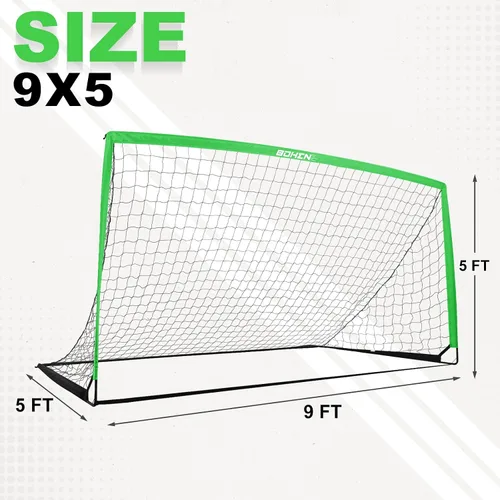 Miniatura 7 de BOHEN 9x5 FT Portable Metal Soccer Goal for Backyard, Steel Frame Soccer Net with Carry Bag, Fun for Outdoor Indoor Training Games for Kids and