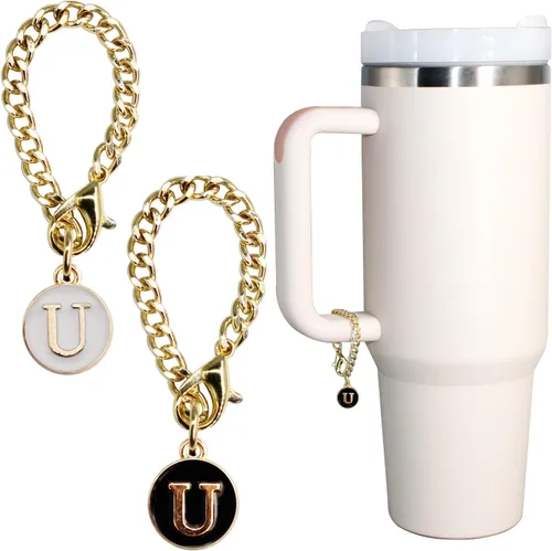 Miniatura 26 de Accesorios de dije de letra para vaso Stanley, 2 unidades, identificación con inicial de nombre, personalizable, para vaso Stanley H